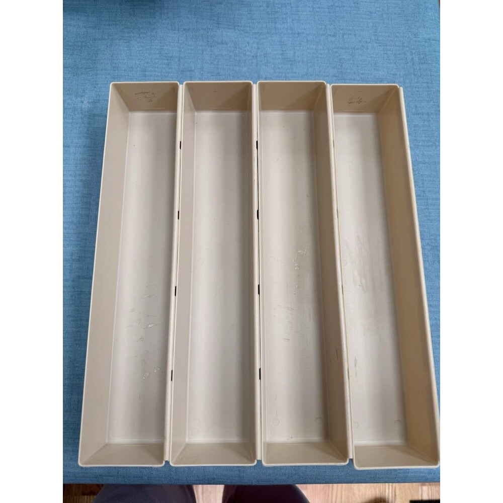 4 Rubbermaid Vintage Interlocking Drawer Organizers JBI-2912 12 x 3 x 2 Almond